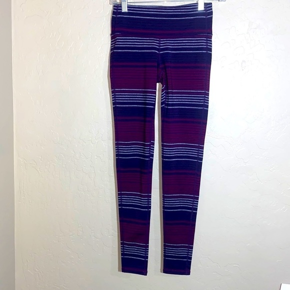 Athleta purple striped full length leggings - Picture 1 of 7